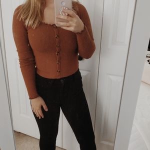 ✨AE soft & sexy plush long sleeve button down top